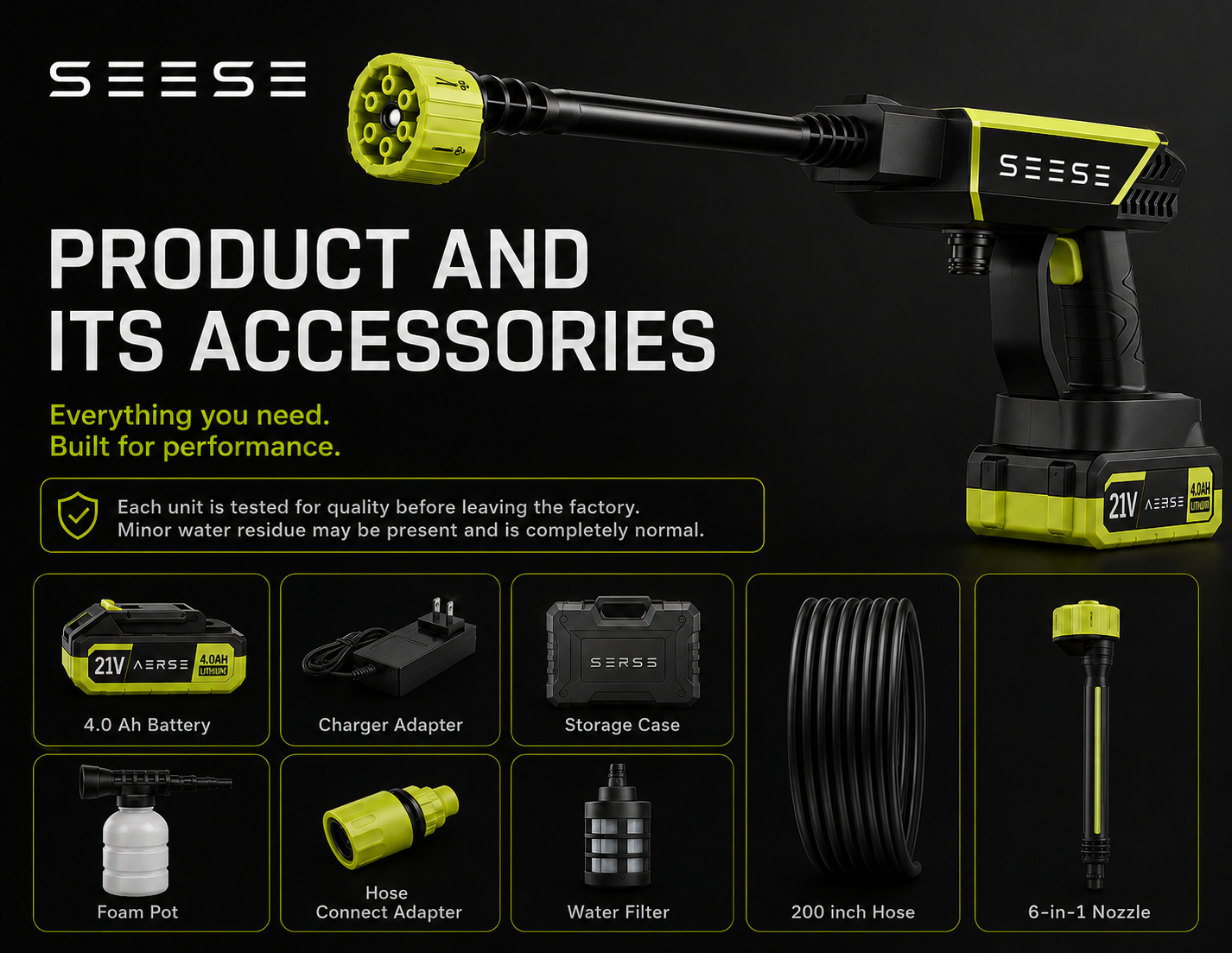 SEESE CORDLESS WASHER PRESSURE